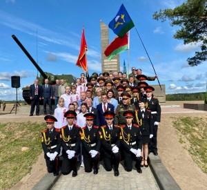 Grand opening of a memorial sign in the Beshenkovichi district near the village of Gnezdilovo